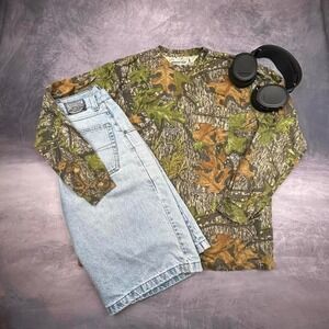 Mossy Oak Camo Long Sleeve Tee Y2K Hunting Outdoor Camouflage Streetwear XL